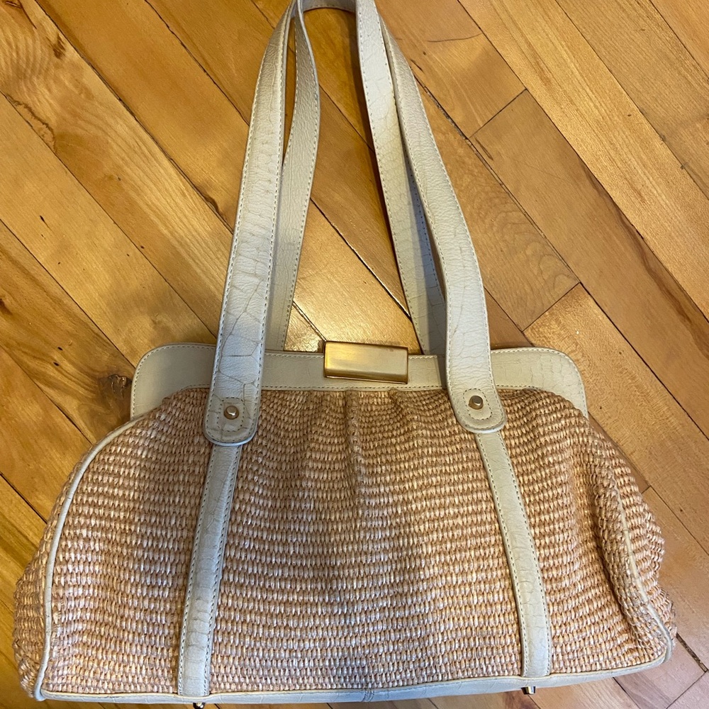 Perlina straw and genuine leather summer bag